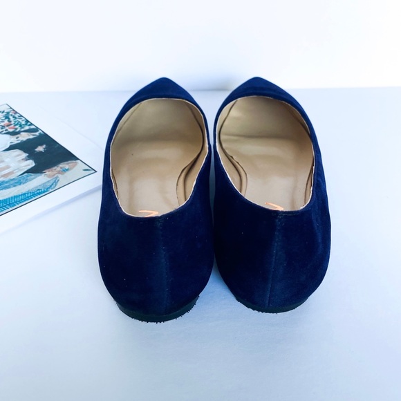 YDN Navy Pointed Toe Flats Office Slip On Shoes - Picture 4 of 8